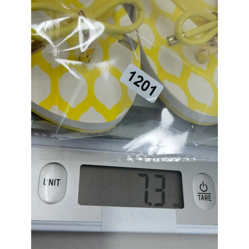 Kate Spade New York Yellow Lemon Print Bow Flip Flops Sandals 6 M